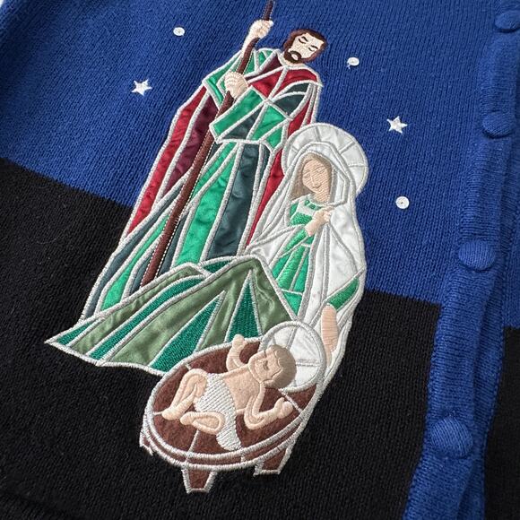 Westbound Woman Nativity Christmas Sweater Vest 1X Embroidered Religious - Picture 6 of 8